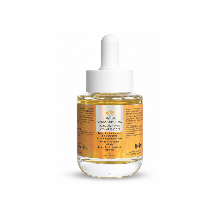 Daily Glow Korean Style – Sérum Vitamine C 5% – Éclat, Teint Uniforme & Peau Repulpée – The Glow Care - 30 ML