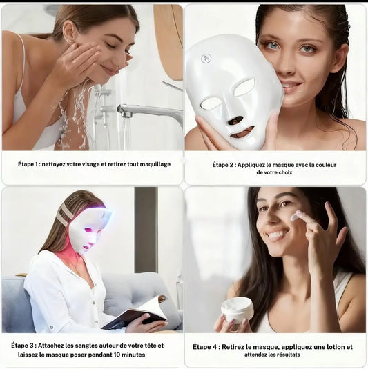 Masque LED Visage & Cou 7 Couleurs | Soin Professionnel Anti-Âge & Éclat