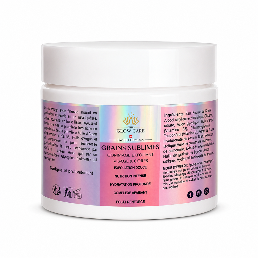 Grains Sublimes Gommage Exfoliant Visage & Corps – Exfoliation Douce, Peau Lisse, Hydratation & Éclat – Swiss Formula
