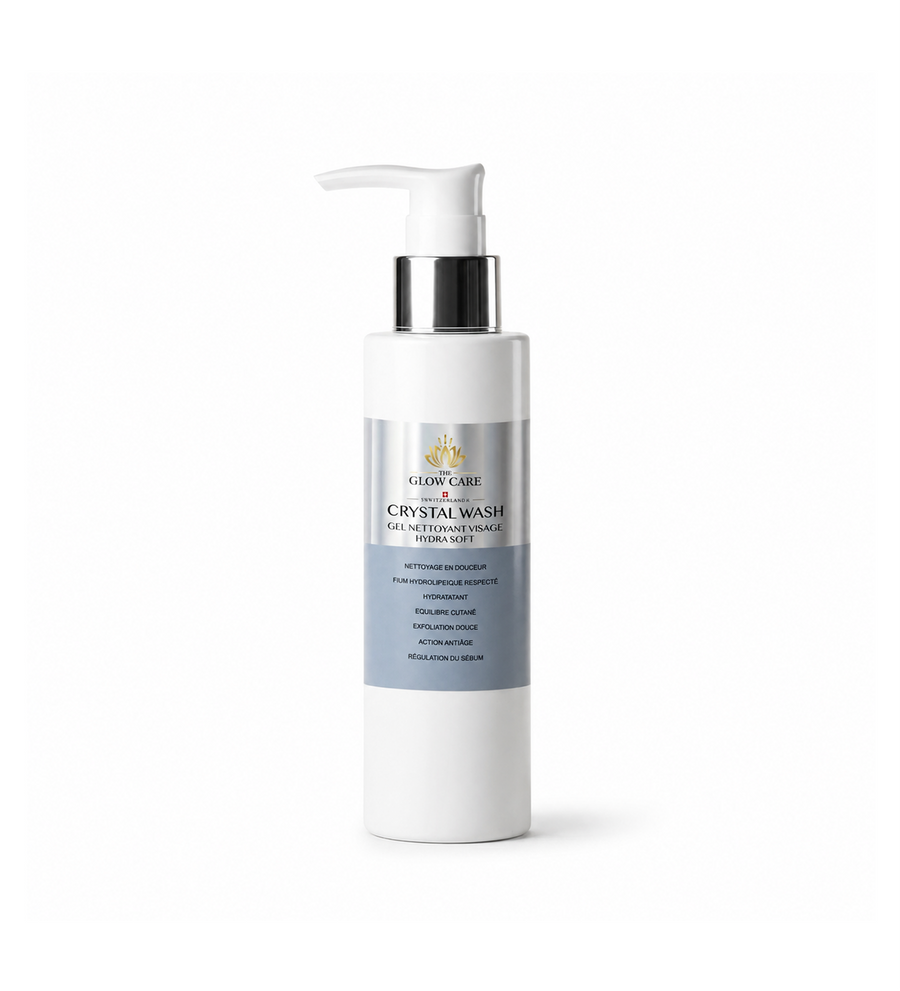 Crystal Wash Gel Nettoyant Visage Hydra Soft – Nettoyant Purifiant AHA/BHA, Hydratant & Éclat – The Glow Care
