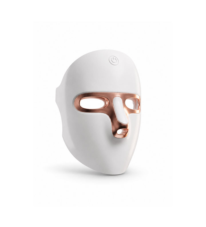 Masque LED 7 Couleurs Visage & Cou The Glow Care – Luminothérapie Anti-Âge, Anti-Taches, Imperfections & Éclat – Rechargeable