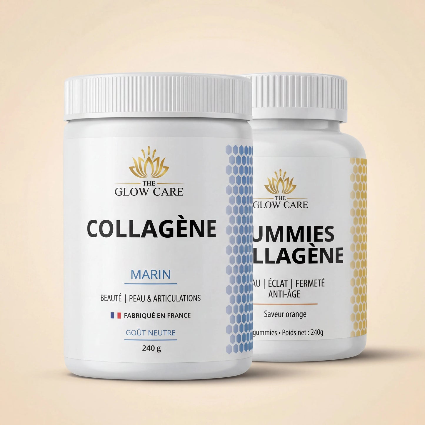 Duo Collagène The Glow Care - Collagène Marin + Gummies Collagène - Routine complète peau éclat fermeté Swiss Formula