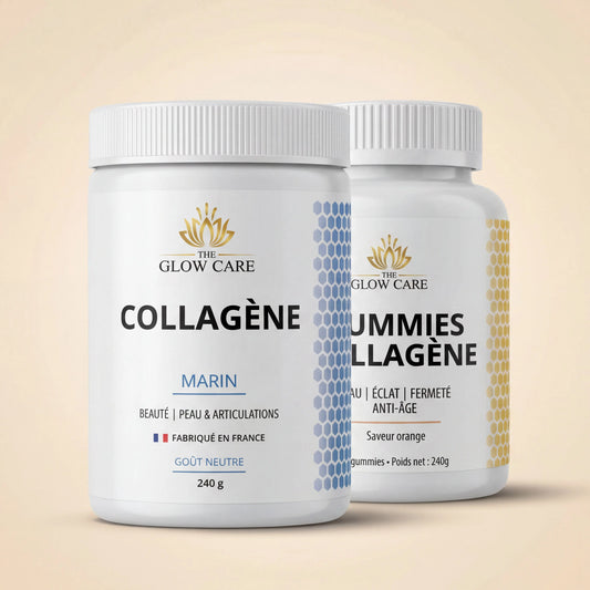Duo Collagène The Glow Care - Collagène Marin + Gummies Collagène - Routine complète peau éclat fermeté Swiss Formula