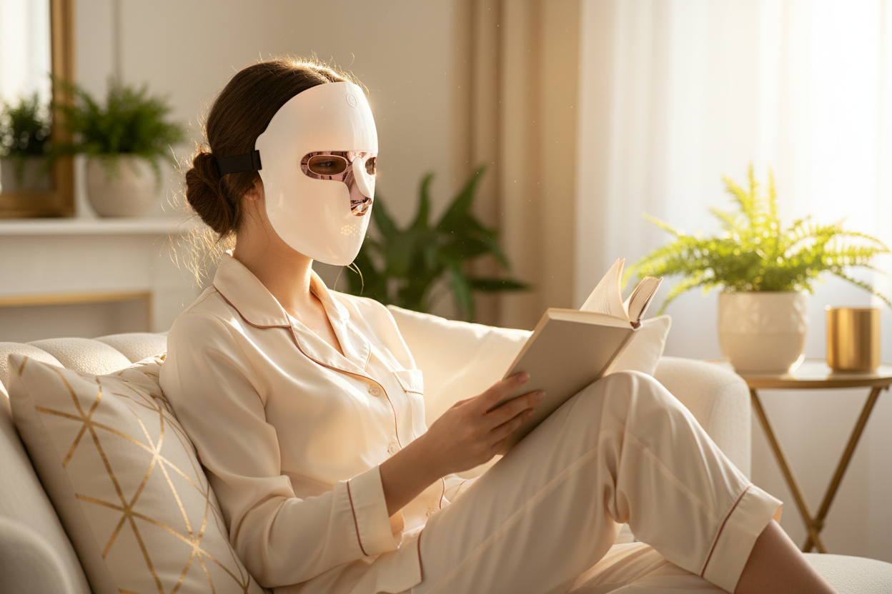 Femme canapé masque LED produit