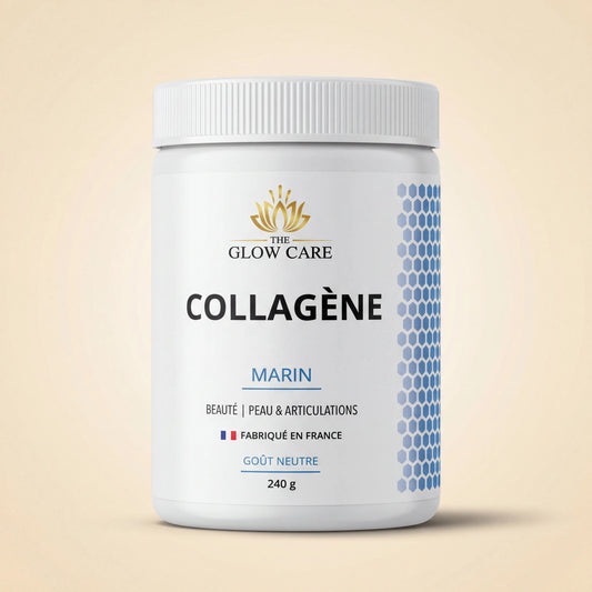 Pot Collagène Marin 240g · étiquette officielle THE GLOW CARE