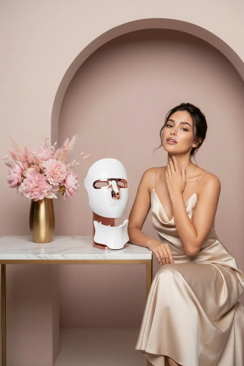 Masque LED 7 Couleurs – Soin Visage Lumineux à Domicile | The Glow Care